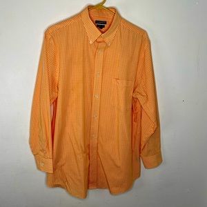 Croft & Barrow Men's Apricot Orange & White Checkered Pattern Long Sleeve Shirt